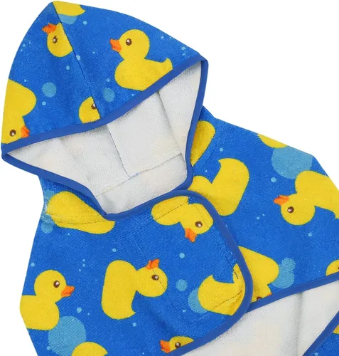 Vista 6 de HDE Bata de baño para perro, súper absorbente, de secado rápido, para cachorros, ajustable, con capucha, para perros tallas S-XXL con patos de goma