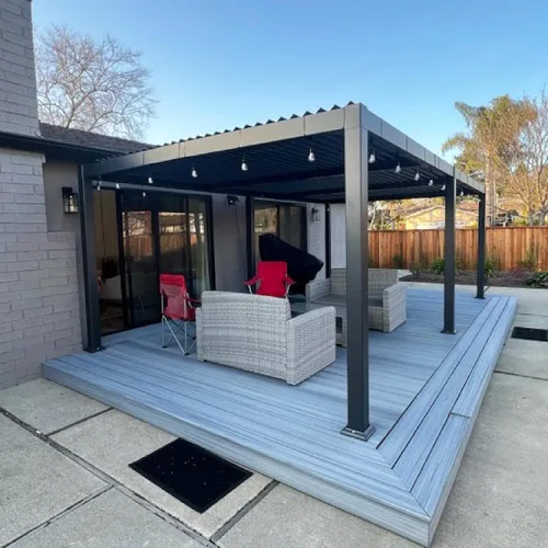 Vista 23 de Pérgola PURPLE LEAF con listones de 8 x 10 pies para exteriores con sistema de drenaje