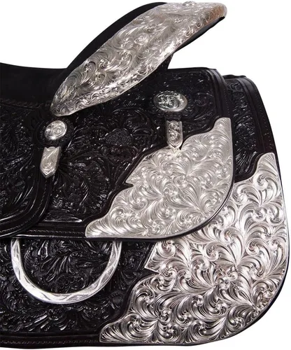 Vista 4 de Billy Royal Sedona Western Show Sillín Ideal para caballos de respaldo más corto Calidad hecha a mano Chapado en plata de ley Garantiza