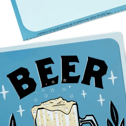 Vista 8 de Hallmark Tarjeta del día del padre con letrero de cerveza extraíble (trabajo sediento)