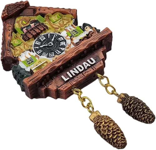 Vista 4 de Lindau Baviera Alemania - Reloj de cuco para nevera, imán 3D, recuerdo de viaje, decoración de nevera, calcomanía magnética, colección