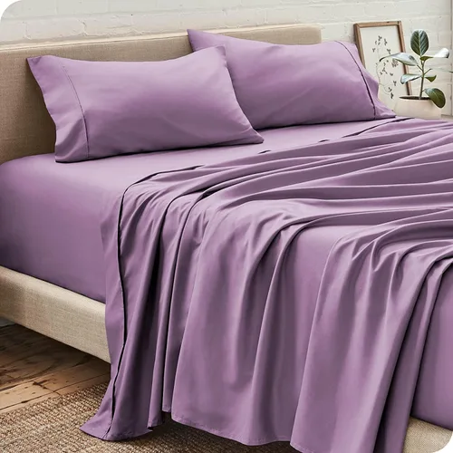 Vista 16 de Juego de sábanas de 4 piezas (1 sábana encimera + 1 sábana bajera + 2 fundas de almohada) 100% algodón natural que se ajusta a colchones de hasta 12