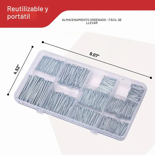 Vista 4 de Kit surtido de uñas, 700 uñas de acero galvanizado para colgar fotos