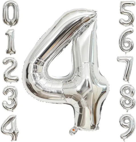 Vista 21 de Globos de 0 números plateados 0 globos de número 40 pulgadas número 0 globos de aluminio Mylar