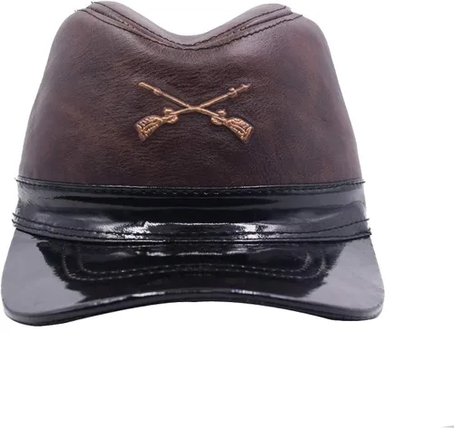Vista 2 de Yosang Civil War Kepi Union Army Gorra de cuero de vaca US North Soldier Hat