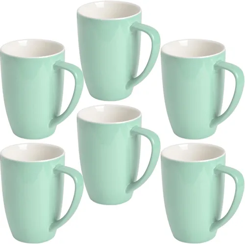 Vista 16 de homEdge Juego de tazas de porcelana, taza de 16 onzas para té, latte, moca, chocolate caliente, juego de 6, colores surtidos