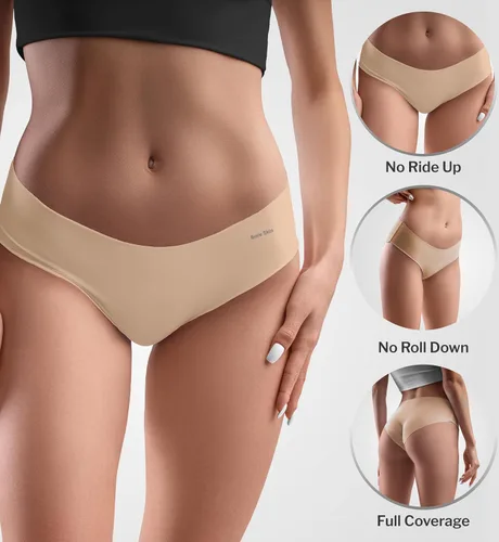 Vista 2 de Ropa interior de bikini sin costuras para mujer Bragas cortadas con láser Paquete de 5