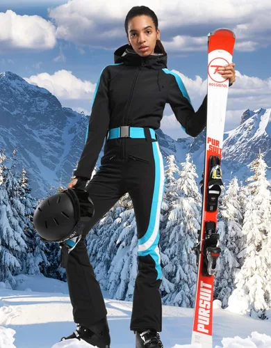 Vista 66 de GSOU SNOW Traje de esquí para mujer, traje de nieve delgado de una pieza, chaqueta de nieve, impermeable, resistente al viento, deportes al aire