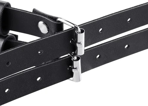 Vista 6 de Ayliss Falda con flecos y borlas para mujer, cinturón de vestir, cintura punk, cinturón de vestir vintage de piel sintética, cintura rocker, disfraz