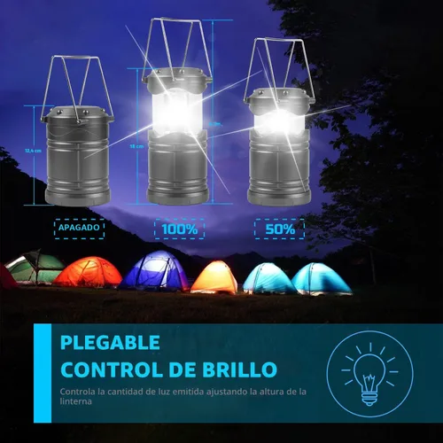 Vista 4 de Lichamp Linterna LED para campamento, paquete de 4 linternas alimentadas por batería para cortes de energía, luz colgante plegable portátil esencial