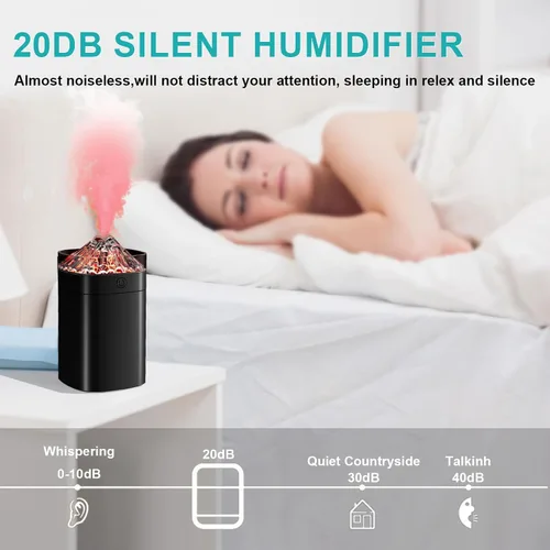 Vista 5 de Humidificador pequeño portátil, humidificador de niebla fría de 13.5 fl oz para dormitorio, humidificador de escritorio alimentado por USB con luz