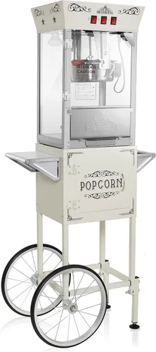 Vista 9 de Olde Midway Máquina de palomitas de maíz estilo cine con carrito y hervidor de 8 onzas - Negro, estilo vintage con ruedas