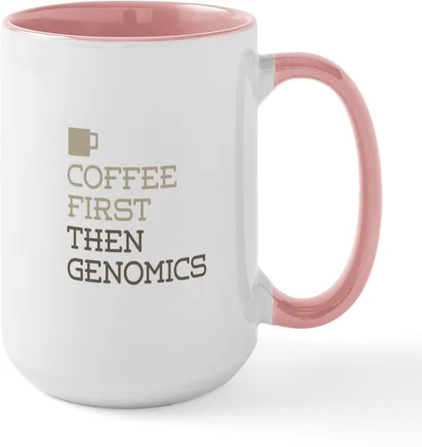 Vista 8 de CafePress Coffee Then Genomics - Taza de café de cerámica, taza de té, 15 onzas