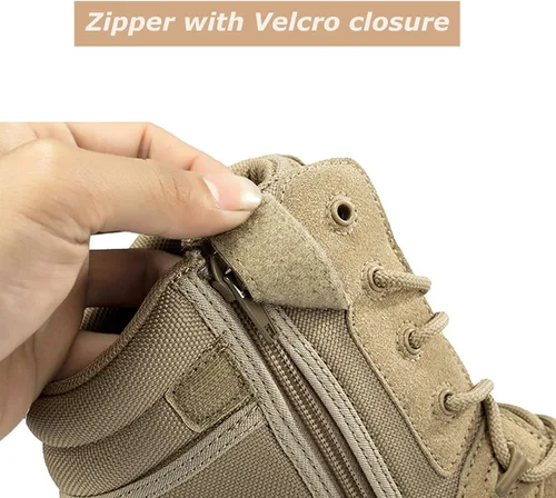 Vista 4 de Kervaky Botas tácticas militares para hombre, botas de trabajo, botas de combate, botas de desierto, botas de senderismo, botas de cuero, botas