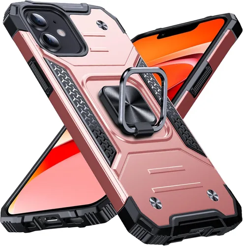 Vista 60 de Anqrp Funda resistente para iPhone 6/7/8/SE/SE2 con soporte de anillo mejorado y agarre, grado militar, a prueba de golpes, resistente y robusta