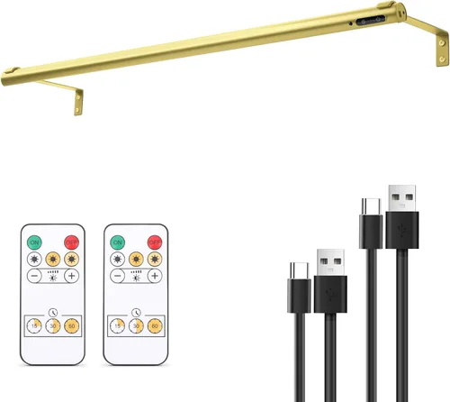 Vista 8 de Luz de imagen a pilas inalámbrica, luz de exhibición de pintura recargable/con enchufe de 31.5 pulgadas, luces de pared con control remoto con tres