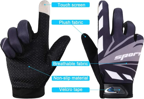 Vista 3 de Accmor Guantes para Pantalla Táctil para Ciclismo - Tamaño Grande para Niños, Deporte para Hombres, Mujeres, Adolescentes, Pesca, Respirables