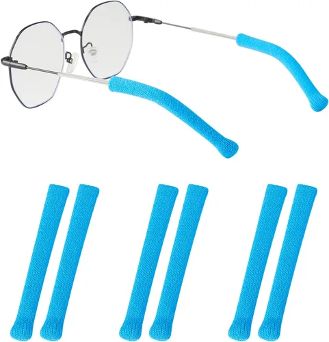 Vista 10 de Cojín de oreja para lentes de longitud más larga con algodón de punto suave, agarre elástico antideslizante para gafas, puntas de patillas de lentes