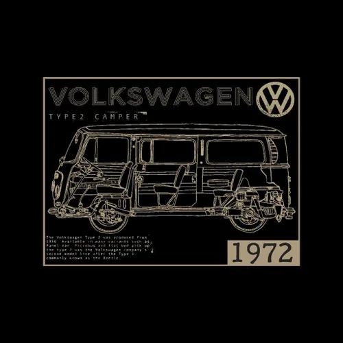 Vista 2 de Volkswagen Sudadera con capucha tipo 2 Camper 1972 Schematic Light Text para hombre