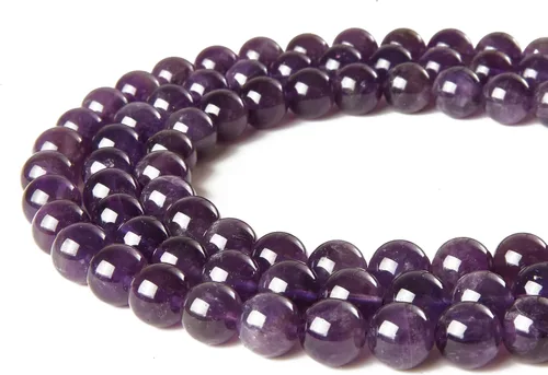 Vista 4 de 100 piezas de cuentas de amatista natural de 6 mm, cuentas de piedras preciosas redondas sueltas para hacer joyas