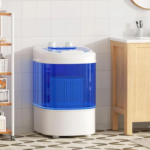 Vista 2 de Greenvelly Lavadora portátil, lavadora pequeña de 6.6 libras de una sola tina con cesta giratoria, lavadora semiautomática para apartamentos, Azul