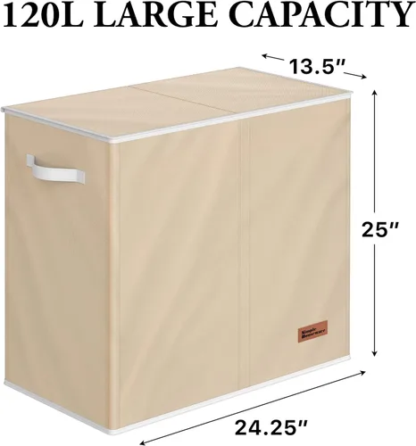 Vista 2 de Simple Houseware - Cesta doble para la ropa sucia, con tapa