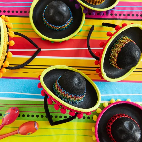 Vista 2 de JOYIN - 6 diademas con sombrero de tela para fiesta del Cinco de Mayo, suministros para fiesta, sombreros de fiesta, decoraciones temáticas