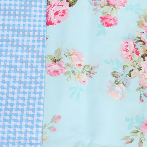 Vista 7 de Paquete de 2 fundas de almohada de algodón para cabello y piel, diseño a cuadros azules y estampado floral, tamaño Queen, súper suaves y acogedoras 3