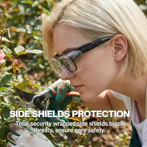 Vista 5 de MORK&SUKY Gafas de seguridad que se ajustan a los anteojos recetados, certificado ANSI Z87, protección ocular antivaho para hombres y mujeres.