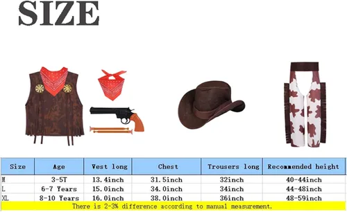 Vista 7 de TOGROP Cowboy Costume for Boys Kids Cowgirl Police Dress Up Party Cosplay 3-10 Years