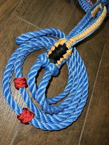 Vista 2 de Cuerda Mini Bull/Steer Rope Blue Poly – 9x7 mano izquierda 3/4" x 3/4" suave – EPT Bull Ropes Riding Rope 12