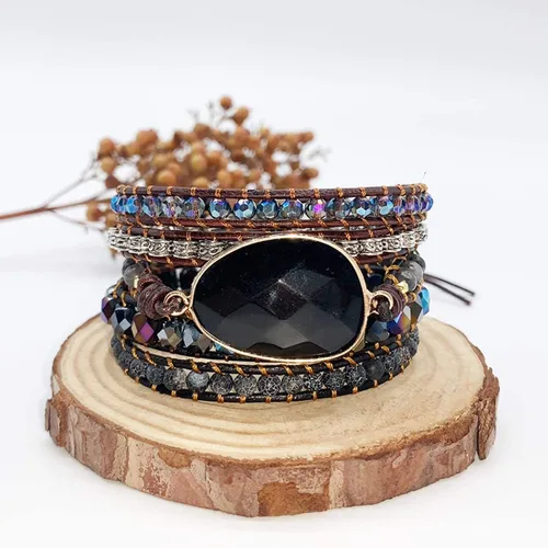 Vista 32 de ZOSOJONA - Pulseras bohemias hechas a mano de piedra natural, que dan vuelta, con cuentas de cristal de turquesa