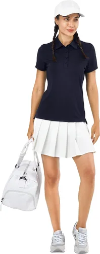 Vista 4 de FairyLavie Camiseta polo de golf para mujer, manga corta, 3 estilos, para trabajo, diario, entrenamiento, ligera, de secado rápido, UPF 50+