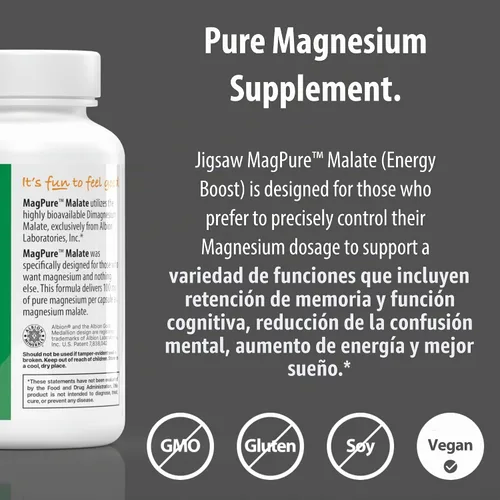 Vista 3 de Jigsaw Health MagPure Malato, Cápsulas de Magnesio Premium, 120 Cápsulas