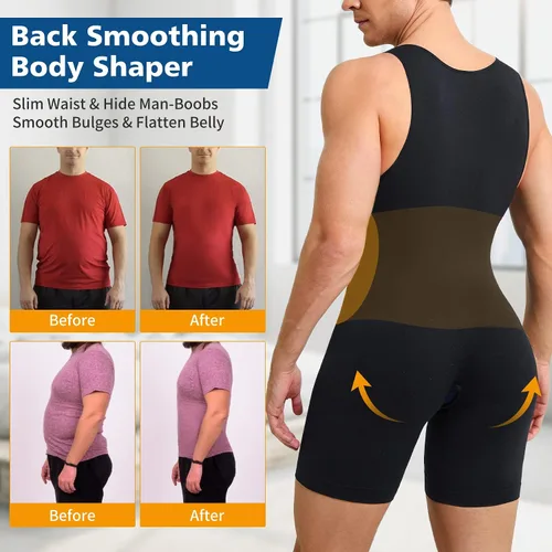 Vista 3 de IFKODEI Fajas moldeadoras para hombre, con control de abdomen, entrenamiento de cintura, faja moldeadora de cuerpo completo, camisas de compresión