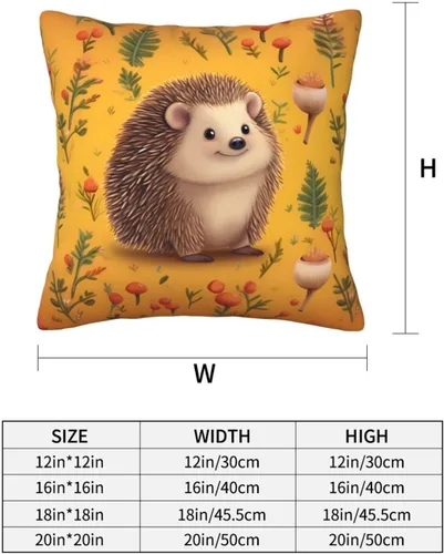 Vista 4 de Fundas de almohada decorativas con estampado de erizo, fundas de cojín cuadradas, funda de cojín suave, funda de almohada para decoración del hogar