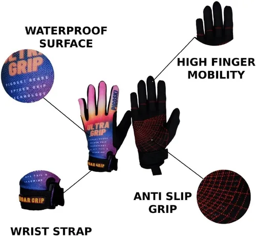 Vista 3 de PIGOSKI - Guantes de esquí acuático ultraligeros con protección UV, guantes de kayak para hombres y mujeres, guantes de neopreno transpirables