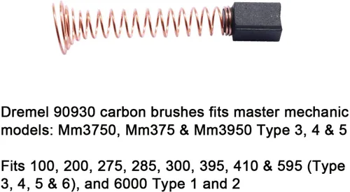 Vista 2 de 6 cepillos de motor de carbono compatibles con Dremel 90930-05 Pieza de reparación de cepillos para 275, 285, 300, 395, 595 (tipo 3, 4, 5)