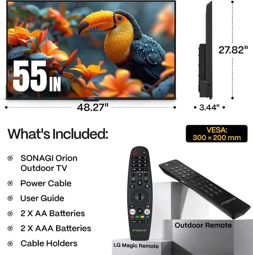 Vista 4 de SONAGI Orion - Televisor de 55 pulgadas para exteriores, televisor