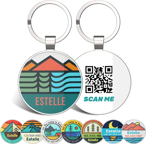 Vista 19 de Etiqueta de perro con código QR, etiquetas de identificación para mascotas, etiquetas de perro personalizadas para mascotas, etiquetas