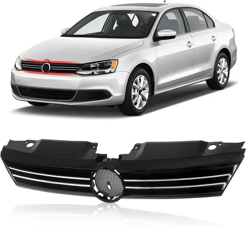 Vista 8 de CarPartsDepot Rejilla delantera compatible con Volkswagen Jetta (1999-2005 Jetta Black)