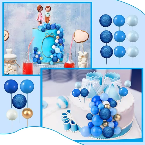 Vista 6 de Maitys 216 piezas de bolas para decoración de tartas, mini globos de espuma en forma de bola, para decoración de pastel para baby shower, fiesta