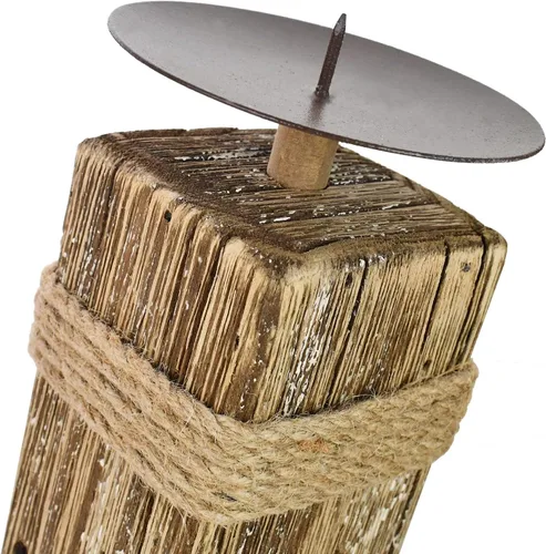 Vista 7 de Portavelas de madera para velas de pilar – Portavelas rústico de Navidad para chimenea, mesa, mesa de boda, mantel de mesa de Navidad de madera