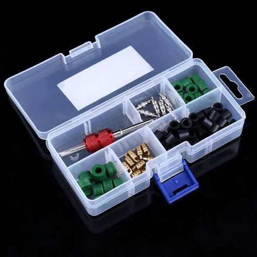 Vista 2 de ASHATA Kit de reparación de aire acondicionado de CA 71 piezas, kit de válvula Schrader de CA con herramienta de extracción e instalación, 10