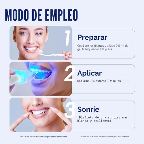 Vista 8 de VieBeauti Kit de blanqueamiento dental con luz LED para dientes sensibles, 35% de peróxido de carbamida, gel remineralizante para resultados