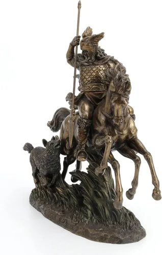 Vista 3 de Veronese Design Odin Riding Sleipnir Escultura seguida por el lobo