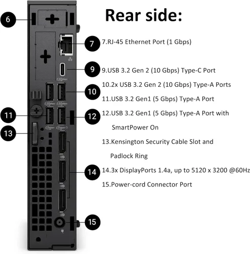 Vista 4 de Dell Computadora de escritorio Pro Micro Plus 2026: Intel Ultra 7 de 20 núcleos, 16 GB DDR5, 1 TB PCIe SSD, 3 DisplayPort, USB-C, WiFi 6, Windows 11