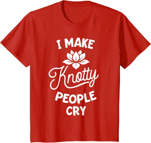 Vista 3 de Camiseta divertida de terapia de masaje I Make Knotty People Cry, Negro, S