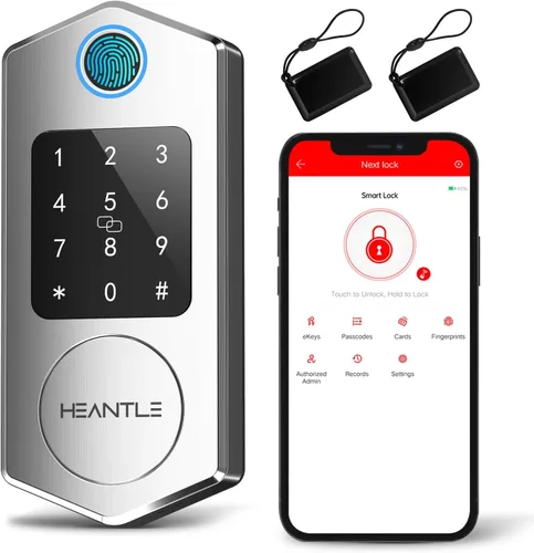Vista 9 de Cerradura de puerta de entrada sin llave, cerrojos inteligentes de huellas dactilares con teclado de pantalla táctil para puerta delantera, cerrojo