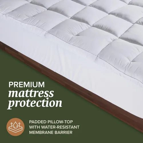 Vista 2 de Beckham Hotel Collection Cubrecolchón híbrido de tamaño individual (extra acolchado) y protector - Funda de colchón acolchada impermeable